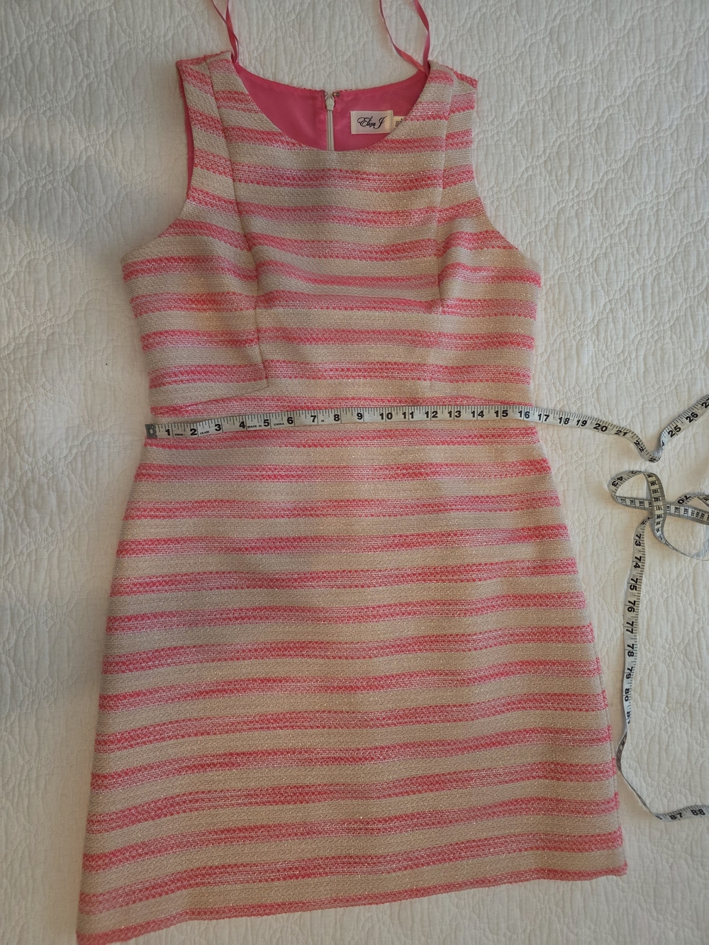 Eliza J Pink and Cream Striped Midi Dress